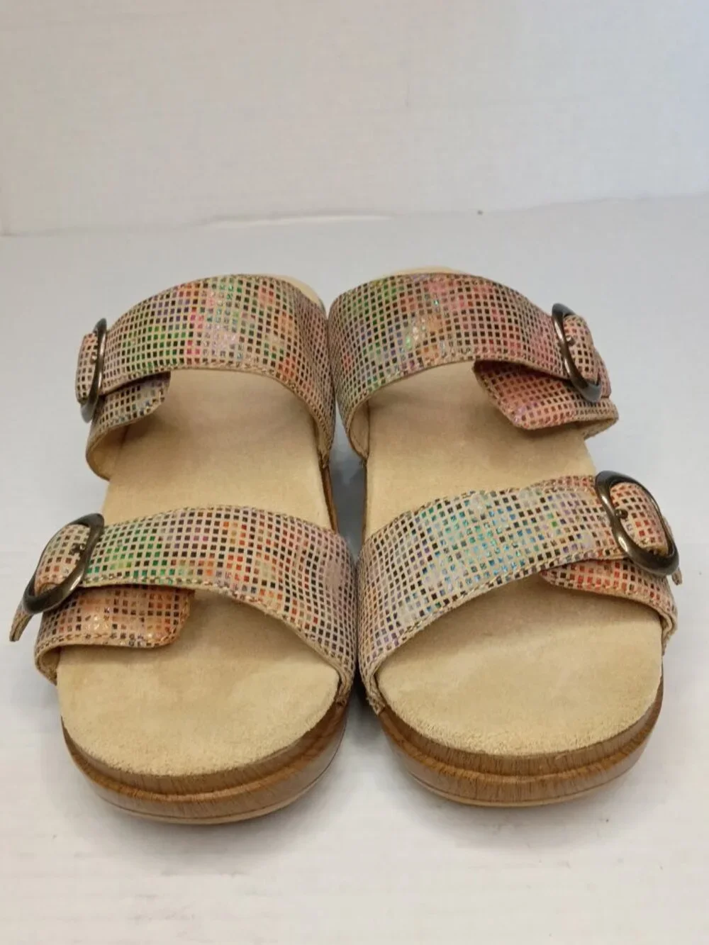 Dansko Sophie Stained Glass Metallic Wedge Sandals US Women's Size 9.5/ EU 40